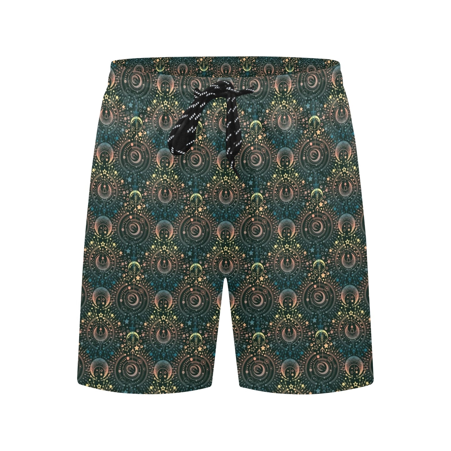 Sun Moon Print Design LKS307 Men's Swim Trunks Beach Shorts