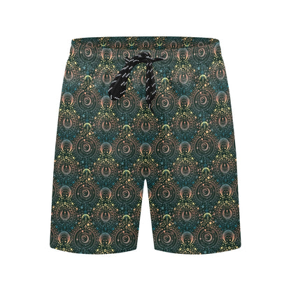 Sun Moon Print Design LKS307 Men's Swim Trunks Beach Shorts