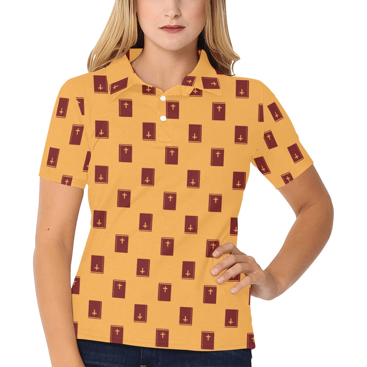 Bible Pattern Print Design 05 Women's Polo Shirt