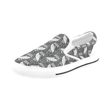 Tribal Pattern Print Design LKS308 White Slip Ons Canvas Women's Shoes