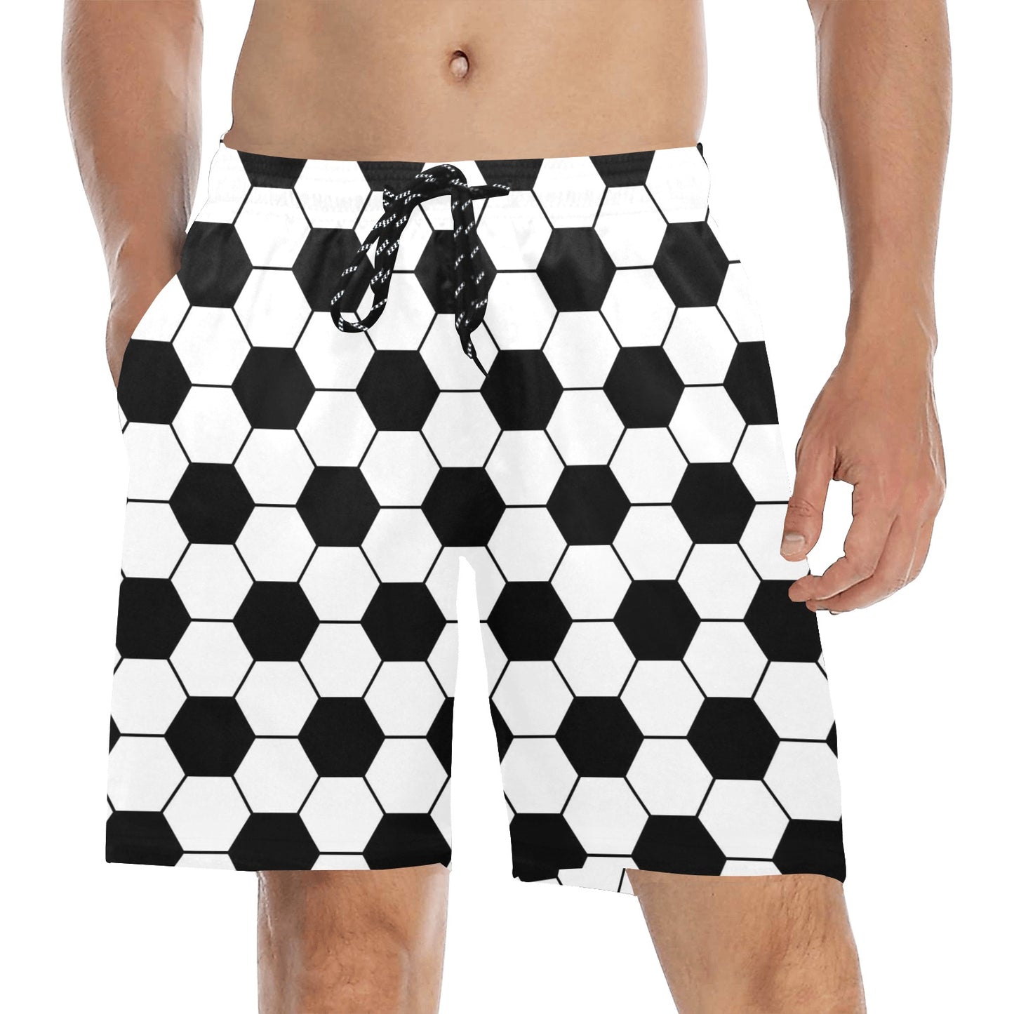 Soccer Ball Texture Print Design LKS303 Men's Swim Trunks Beach Shorts