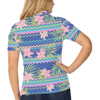 Lily Pattern Print Design LY015 Women's Polo Shirt