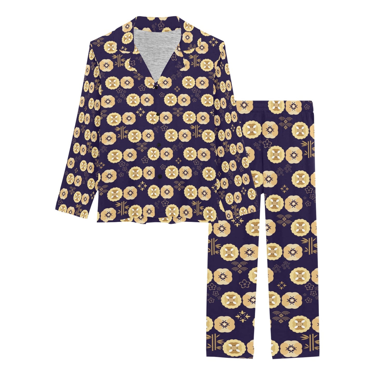 Sakura Print Design LKS303 Women's Long Pajama Set