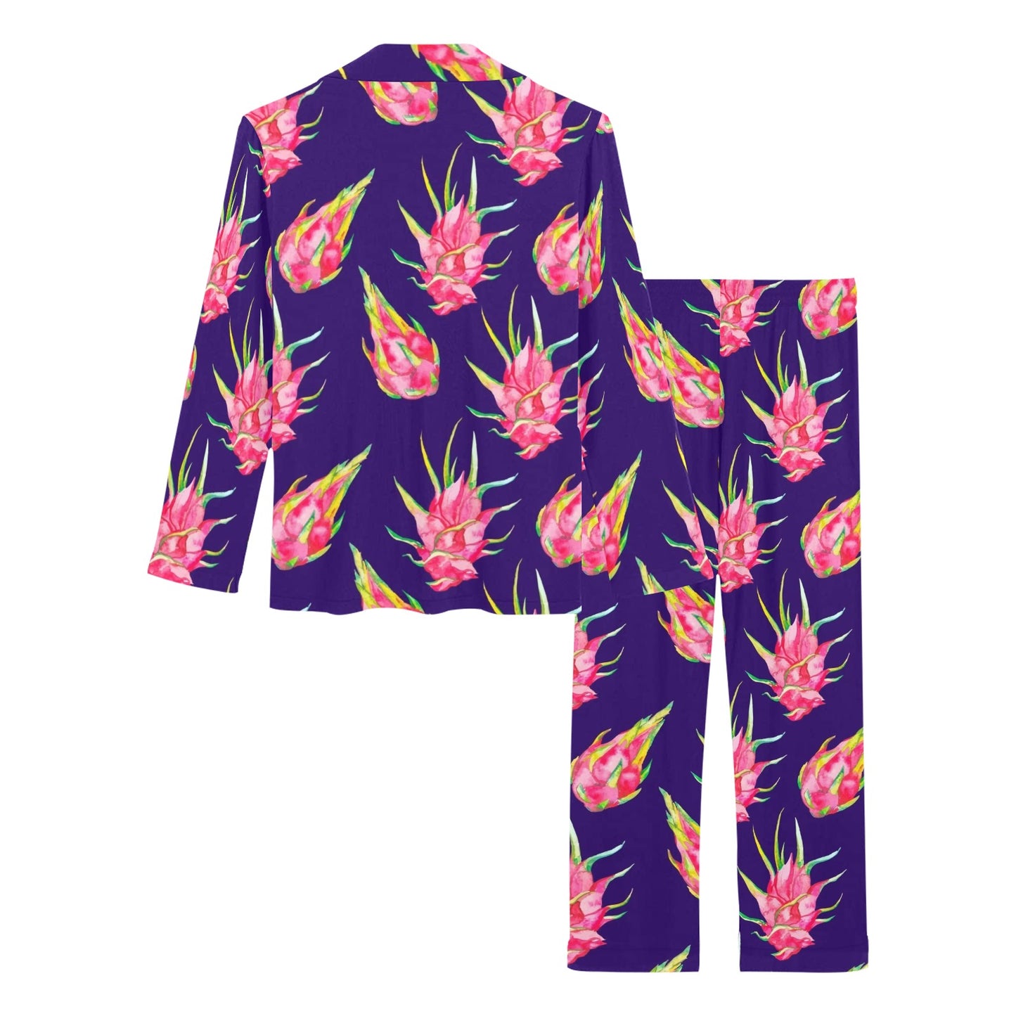 Dragonfruit Pattern Print Design DF02 Women's Long Pajama Set