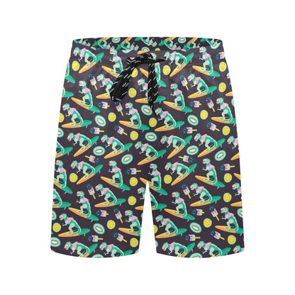 Surfboard T Rex Print Design LKS301 Men's Swim Trunks Beach Shorts