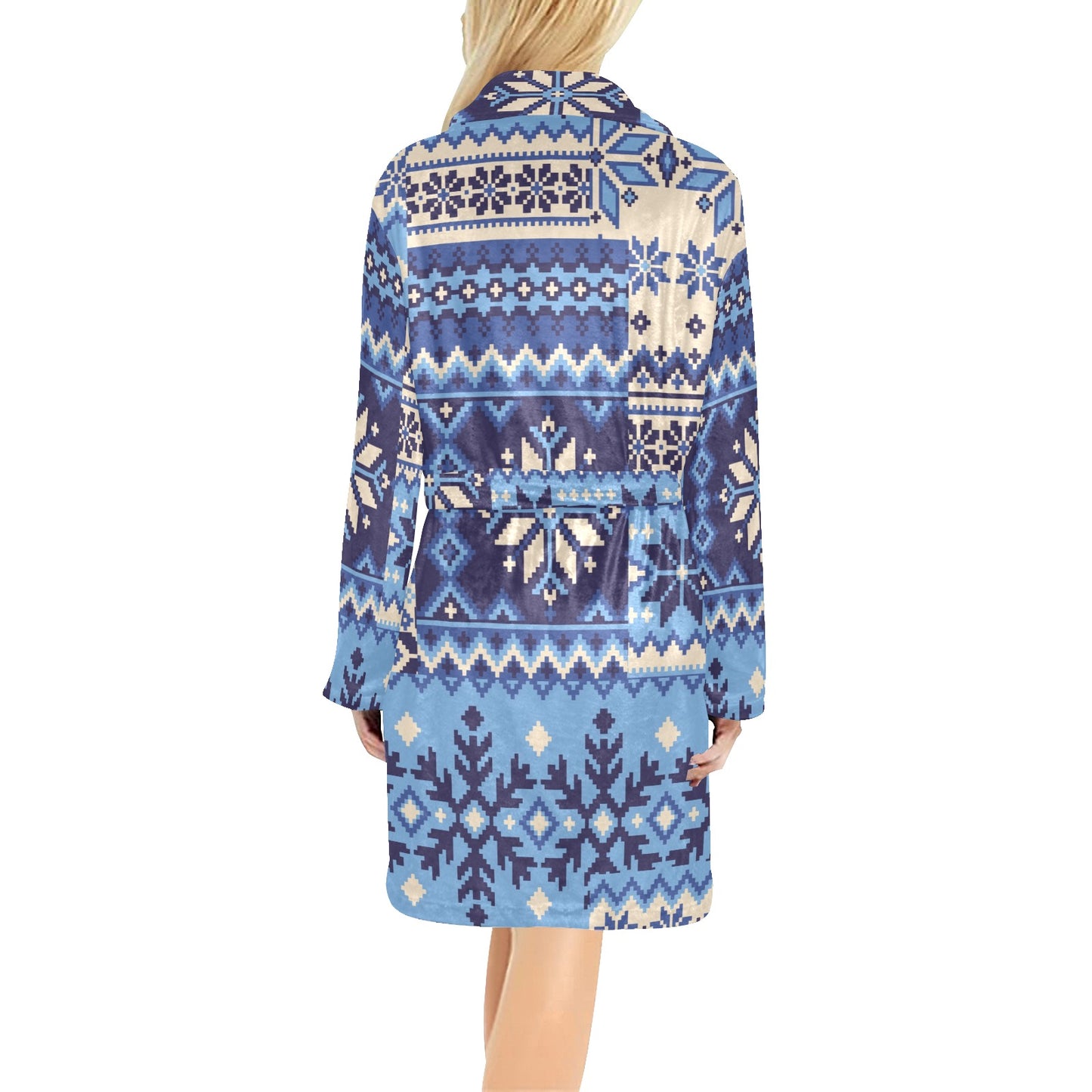 Nordic Pattern Print Design A04 Women's Fleece Robe