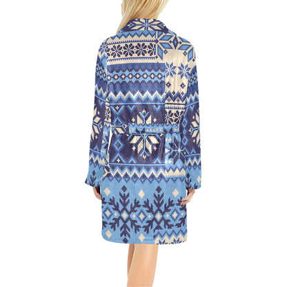 Nordic Pattern Print Design A04 Women's Fleece Robe