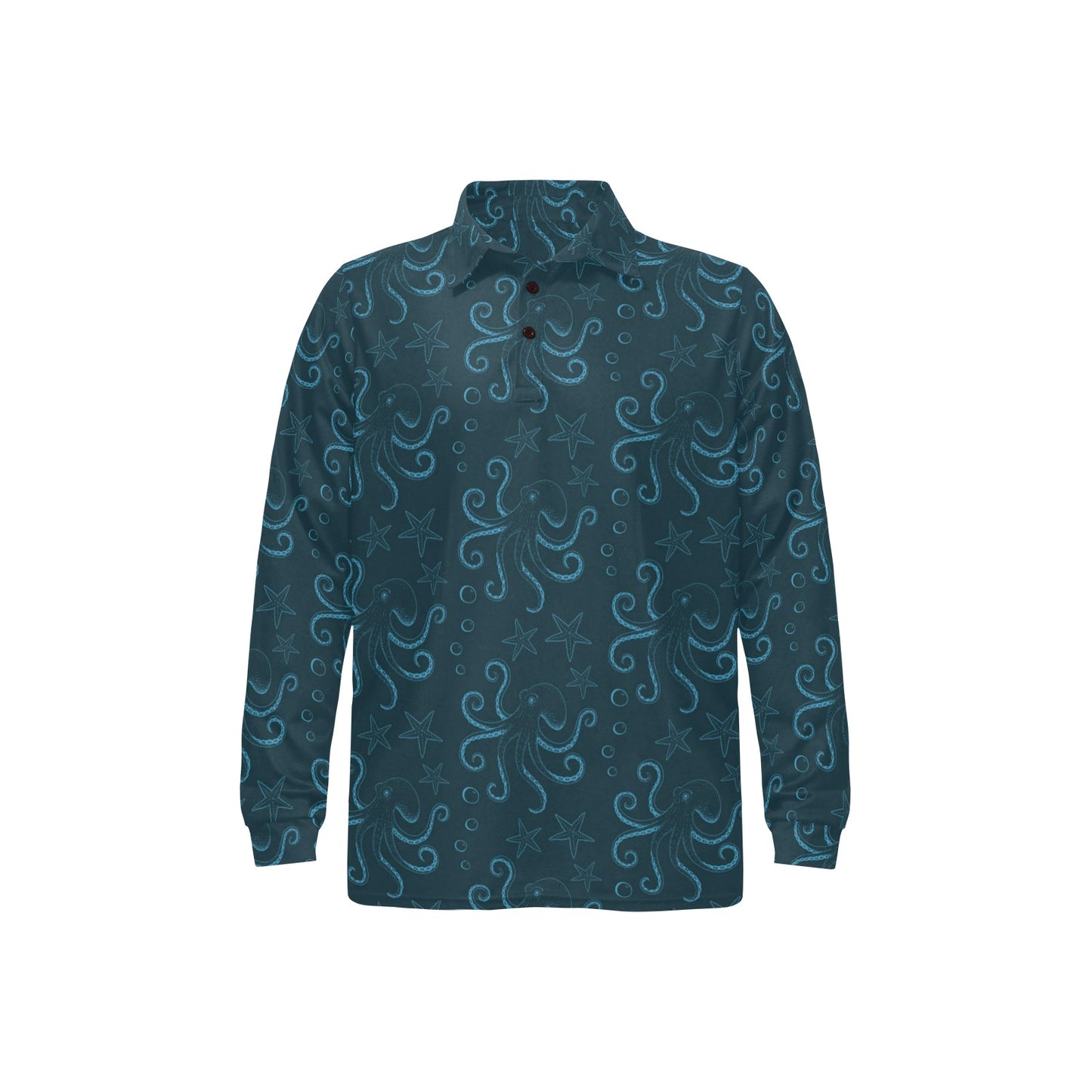 Octopus Pattern Print Design A05 Long Sleeve Polo Shirt For Men's