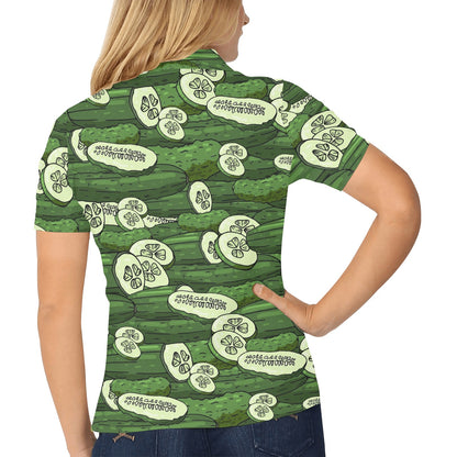 Cucumber Pattern Print Design CC01 Women's Polo Shirt