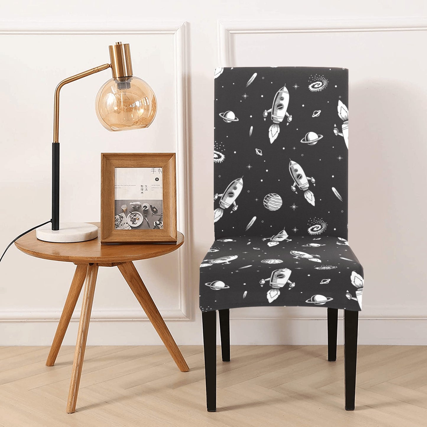 Space Rocket Print Design LKS303 Dining Chair Slipcover