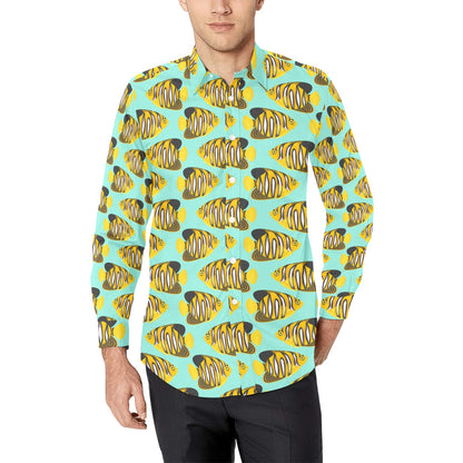 Angelfish Print Design LKS402 Men's Long Sleeve Dress Shirt