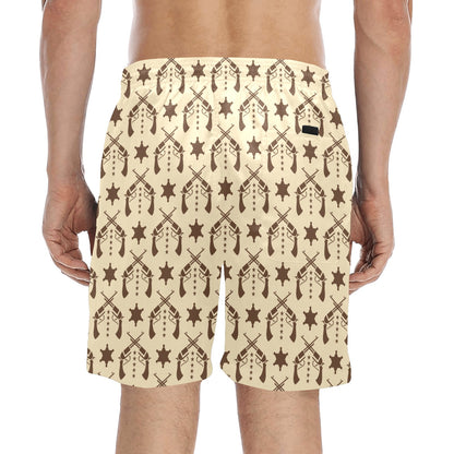 Western Cowboy Print Design LKS302 Men's Swim Trunks Beach Shorts
