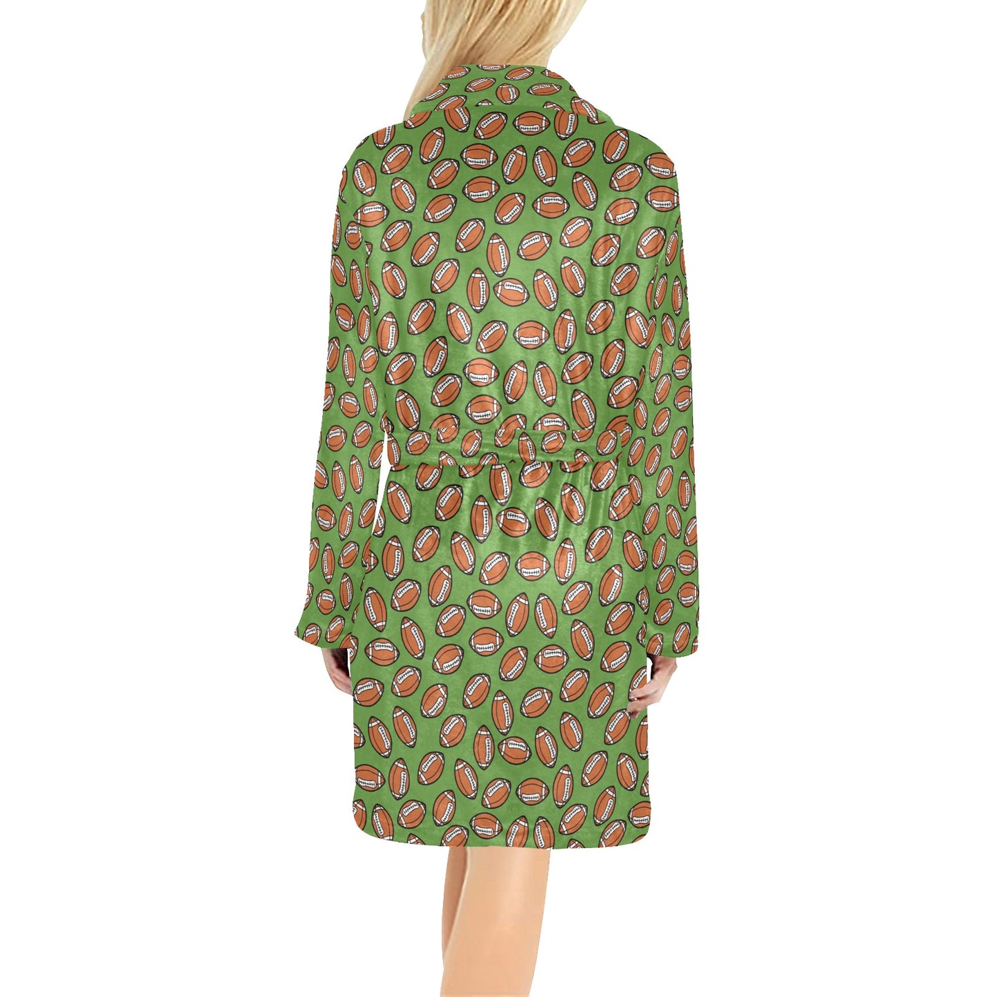 American Football on Green Design Women's Fleece Robe