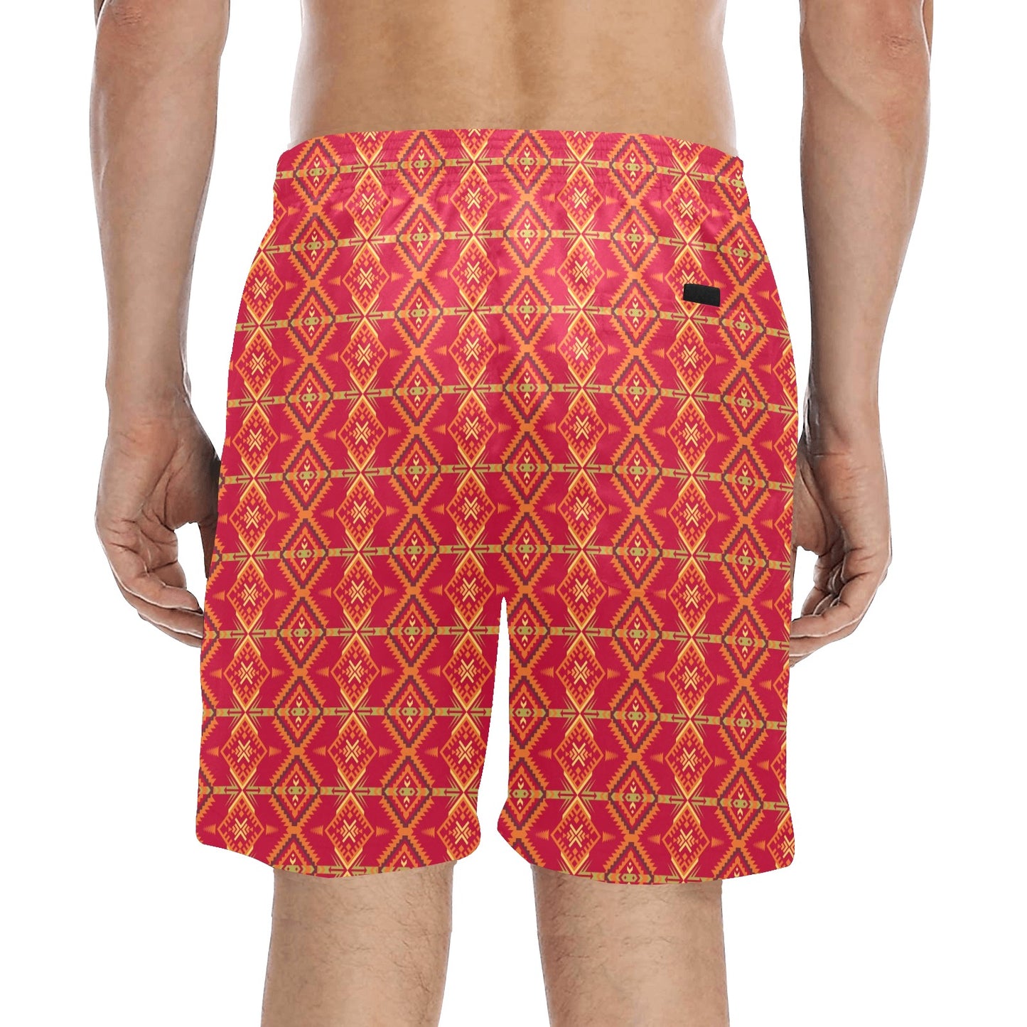 Southwest Aztec Design Themed Print Men's Swim Trunks Beach Shorts