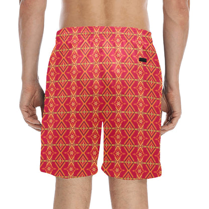 Southwest Aztec Design Themed Print Men's Swim Trunks Beach Shorts