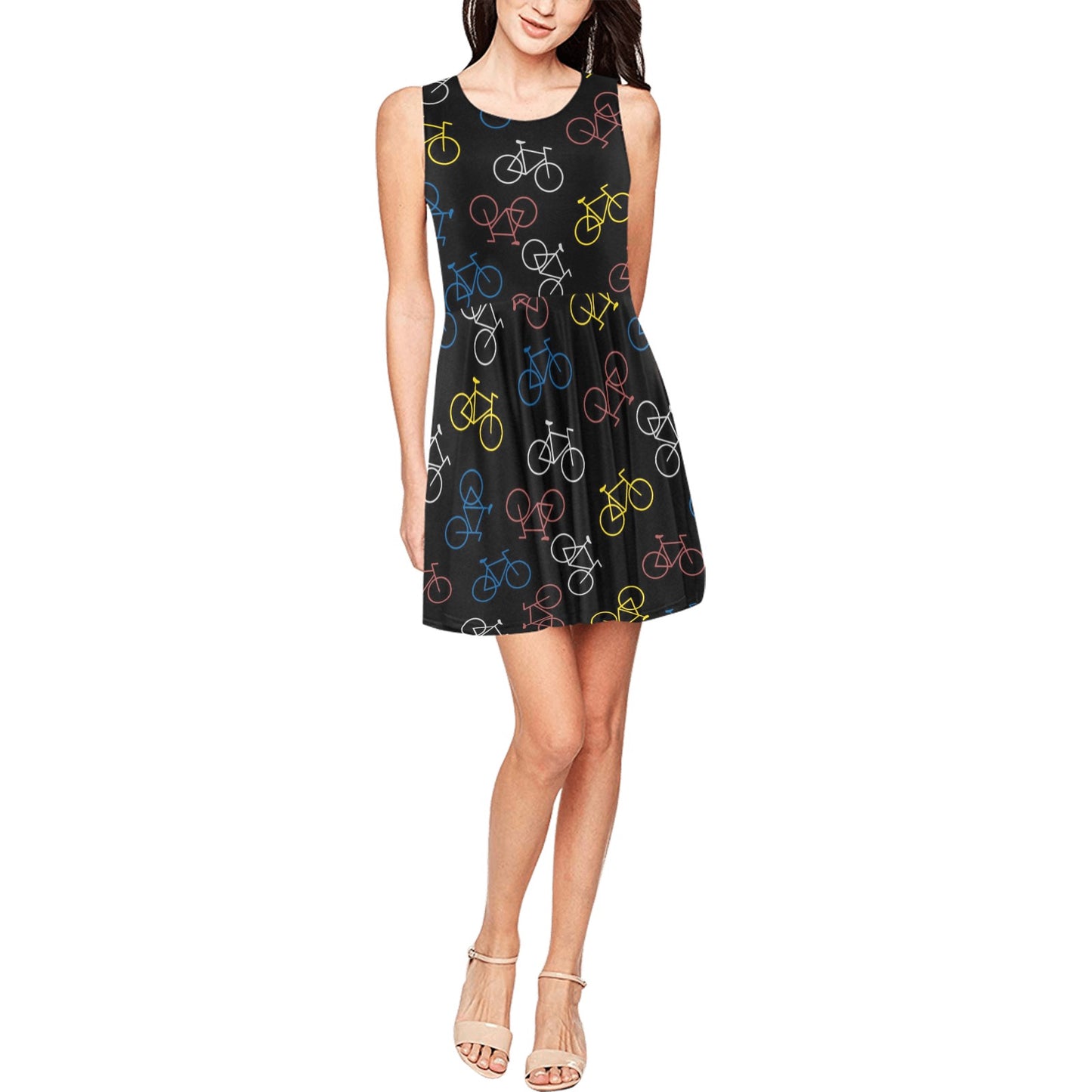 Bicycle Pattern Print Design 03 Sleeveless Dress