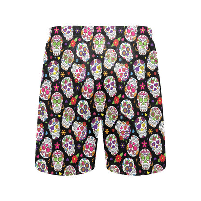 Sugar Skull Print Design LKS302 Men's Swim Trunks Beach Shorts