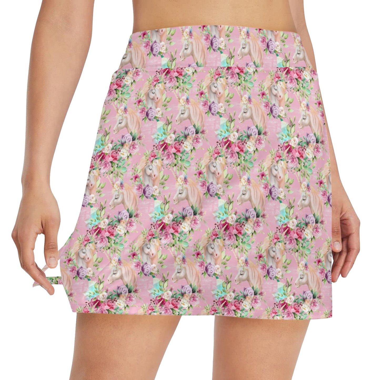 Unicorn Princess with Rose 17" Golf & Pickleball Skort with Pockets
