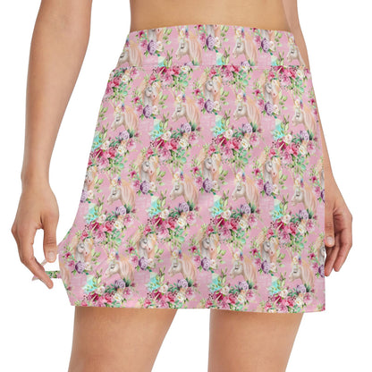 Unicorn Princess with Rose 17" Golf & Pickleball Skort with Pockets