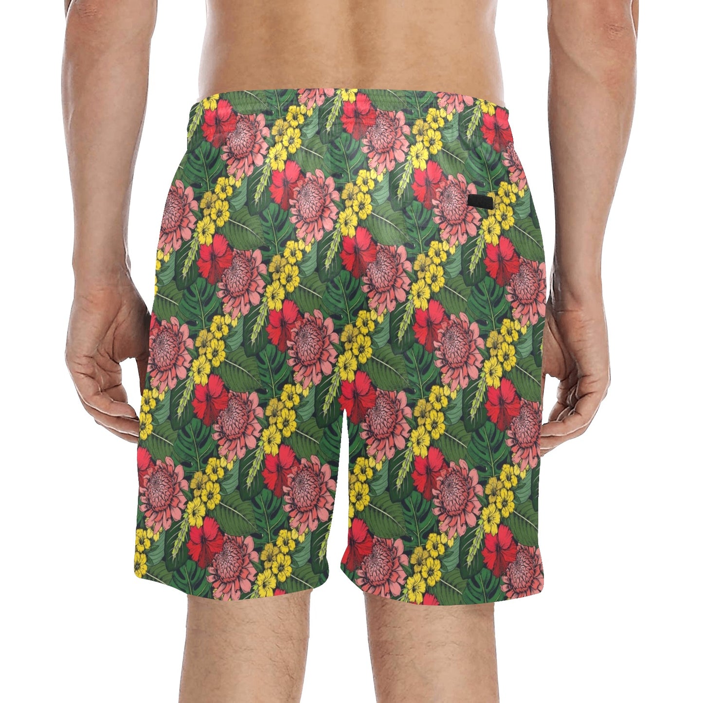 Summer Floral Print Design LKS305 Men's Swim Trunks Beach Shorts
