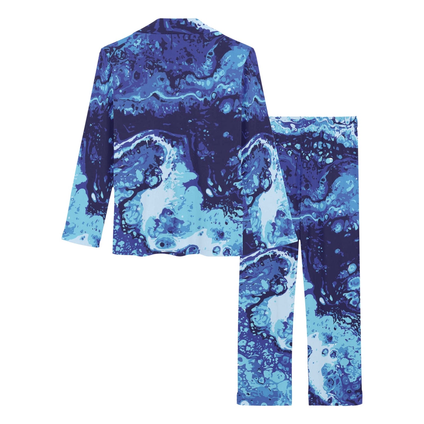 Ocean Liquid Pattern Print Design A03 Women's Long Pajama Set
