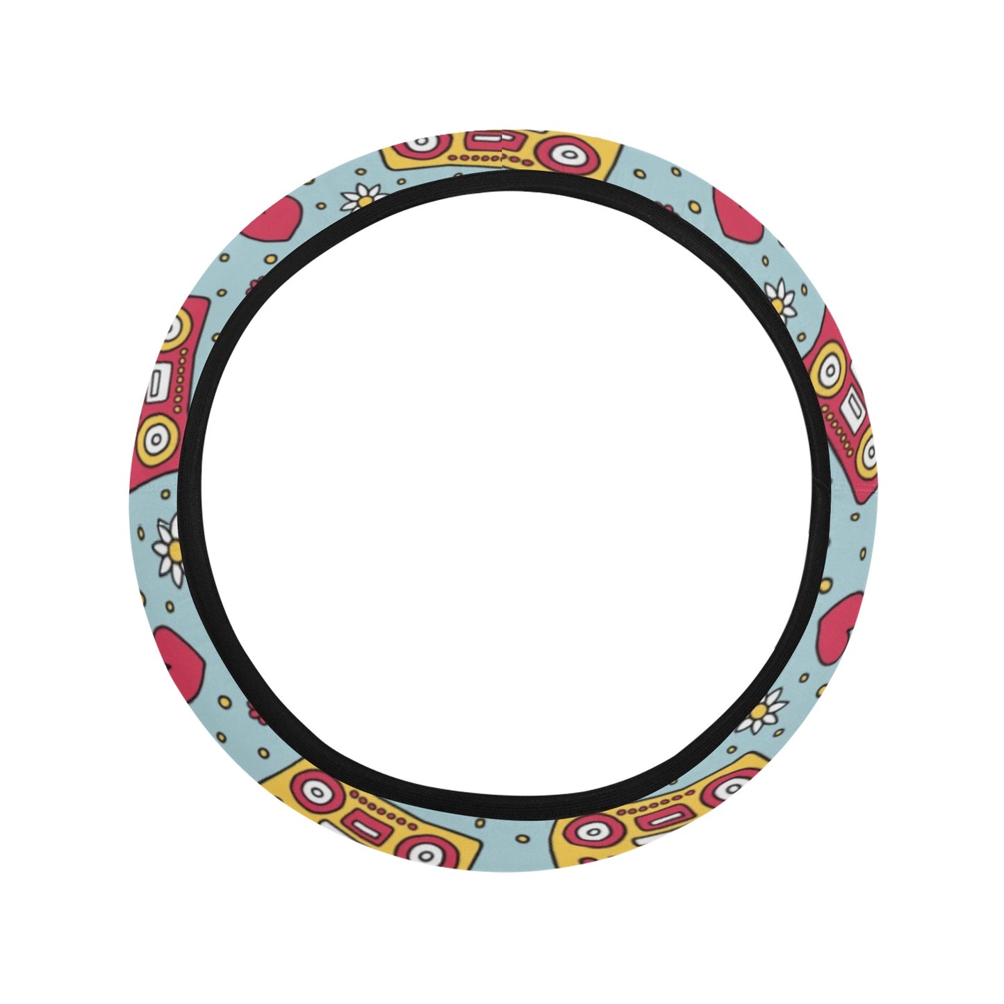 Hippie Print Design LKS307 Steering Wheel Cover with Elastic Edge