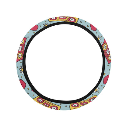 Hippie Print Design LKS307 Steering Wheel Cover with Elastic Edge