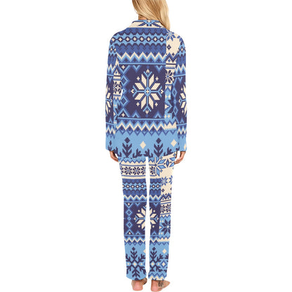 Nordic Pattern Print Design A04 Women's Long Pajama Set