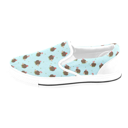 Hedgehog Print Design LKS402 White Slip Ons Canvas Women's Shoes