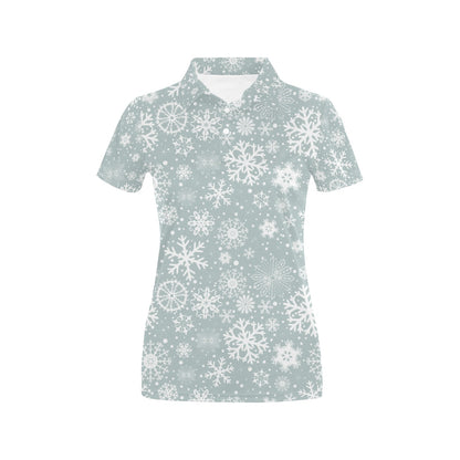 Snowflake Print Design LKS303 Women's Polo Shirt