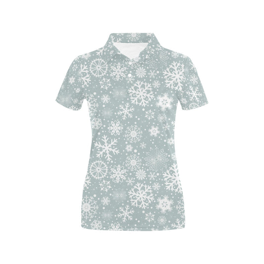 Snowflake Print Design LKS303 Women's Polo Shirt