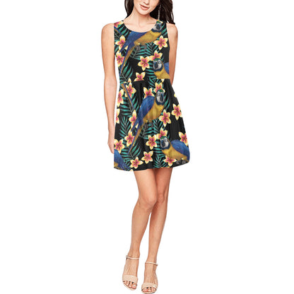 Macaw Pattern Print Design 01 Sleeveless Dress