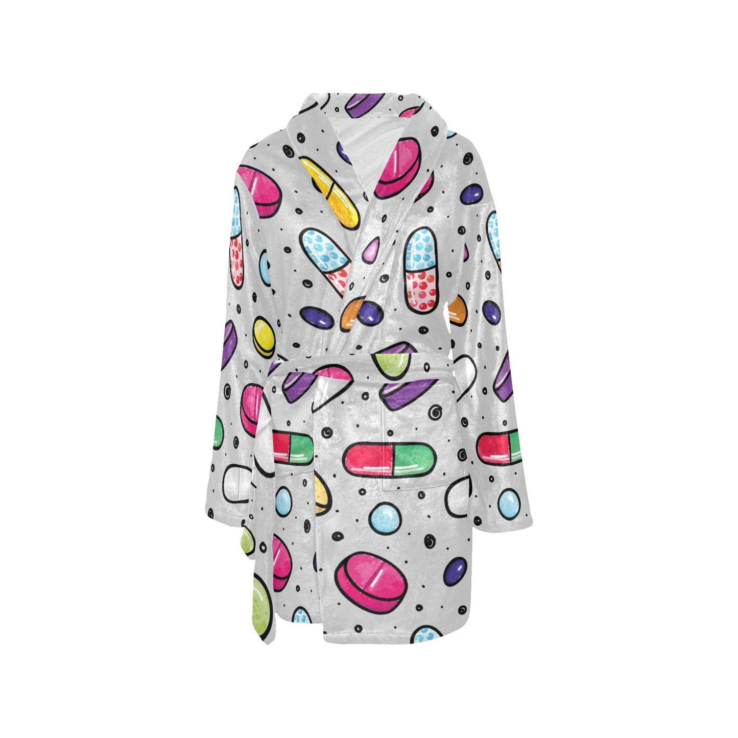 Pill Pattern Print Design A04 Women's Fleece Robe
