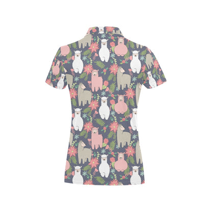 Alpaca Pattern Print Design 03 Women's Polo Shirt