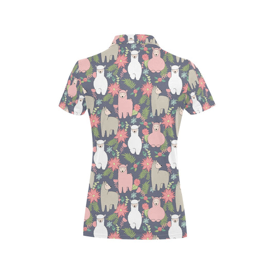 Alpaca Pattern Print Design 03 Women's Polo Shirt