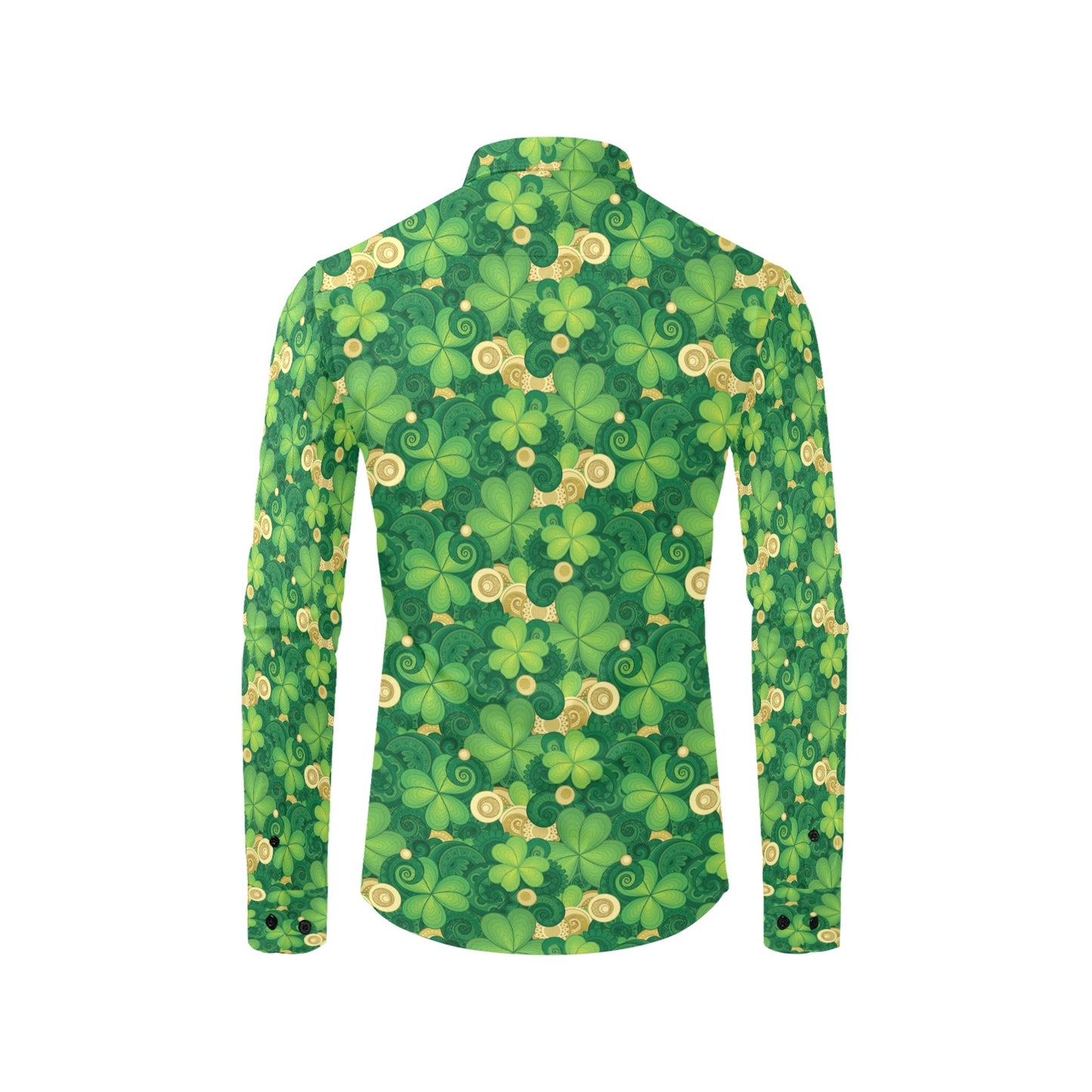 Shamrock Print Design LKS301 Men's Long Sleeve Dress Shirt