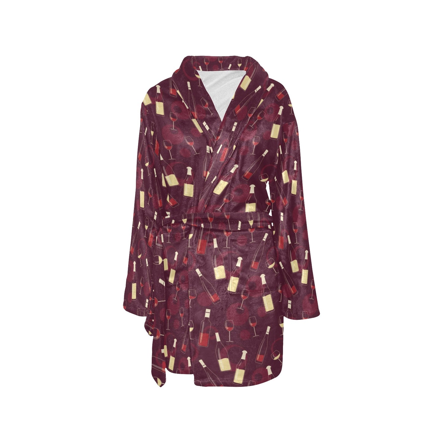 Wine Themed Print Design LKS302 Women's Fleece Robe
