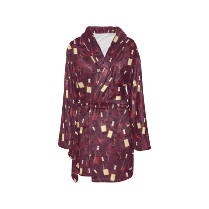 Wine Themed Print Design LKS302 Women's Fleece Robe