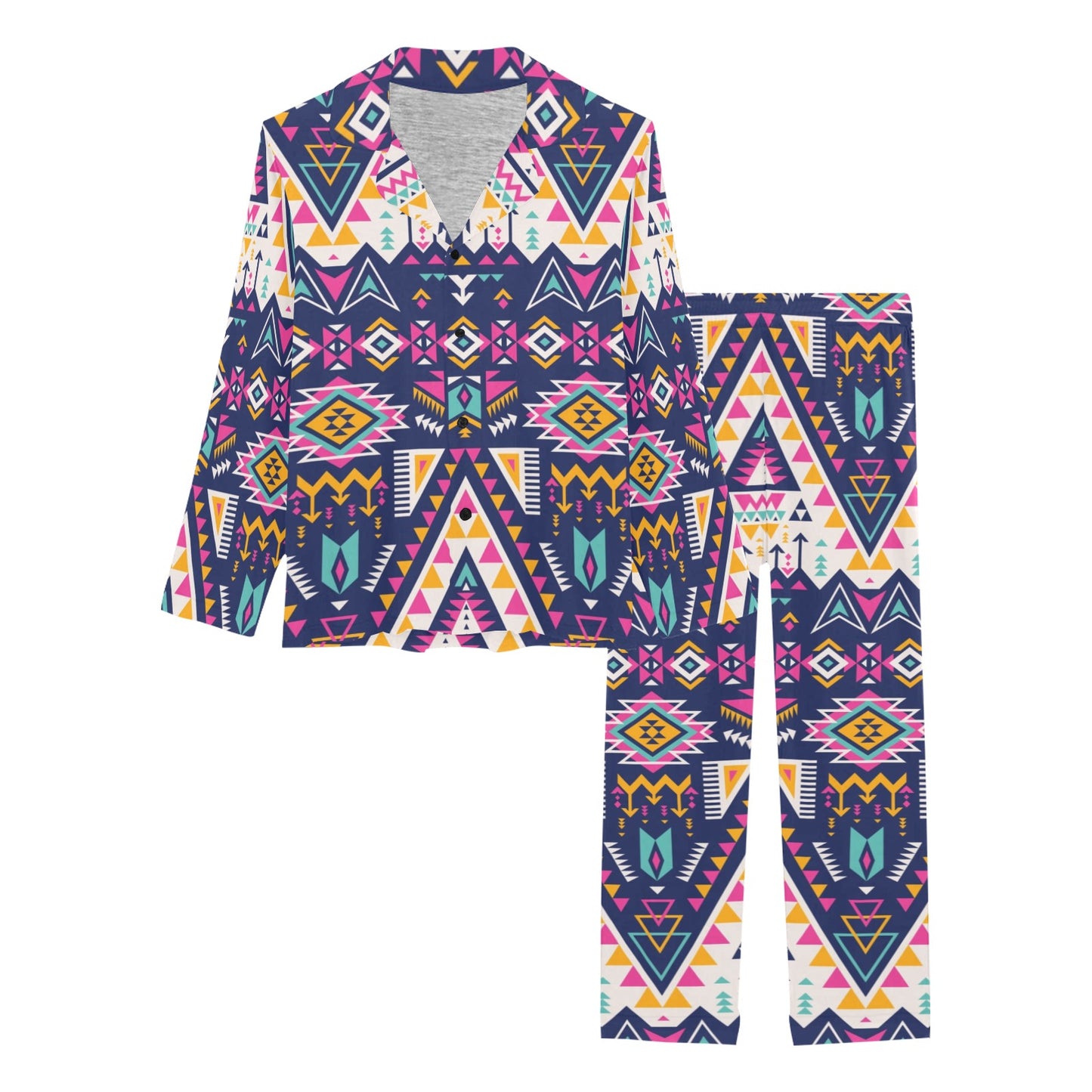 Pink Tribal Aztec native american Women's Long Pajama Set