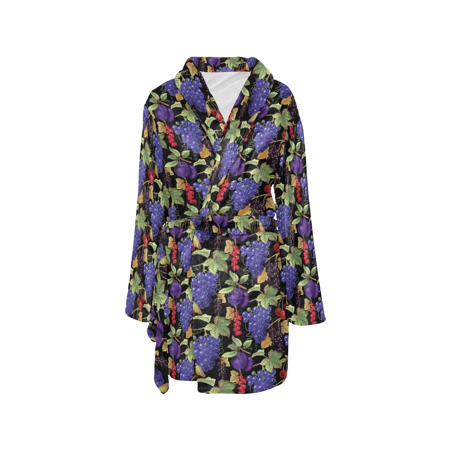 Grape Pattern Print Design GP05 Women's Fleece Robe