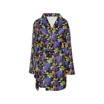 Grape Pattern Print Design GP05 Women's Fleece Robe