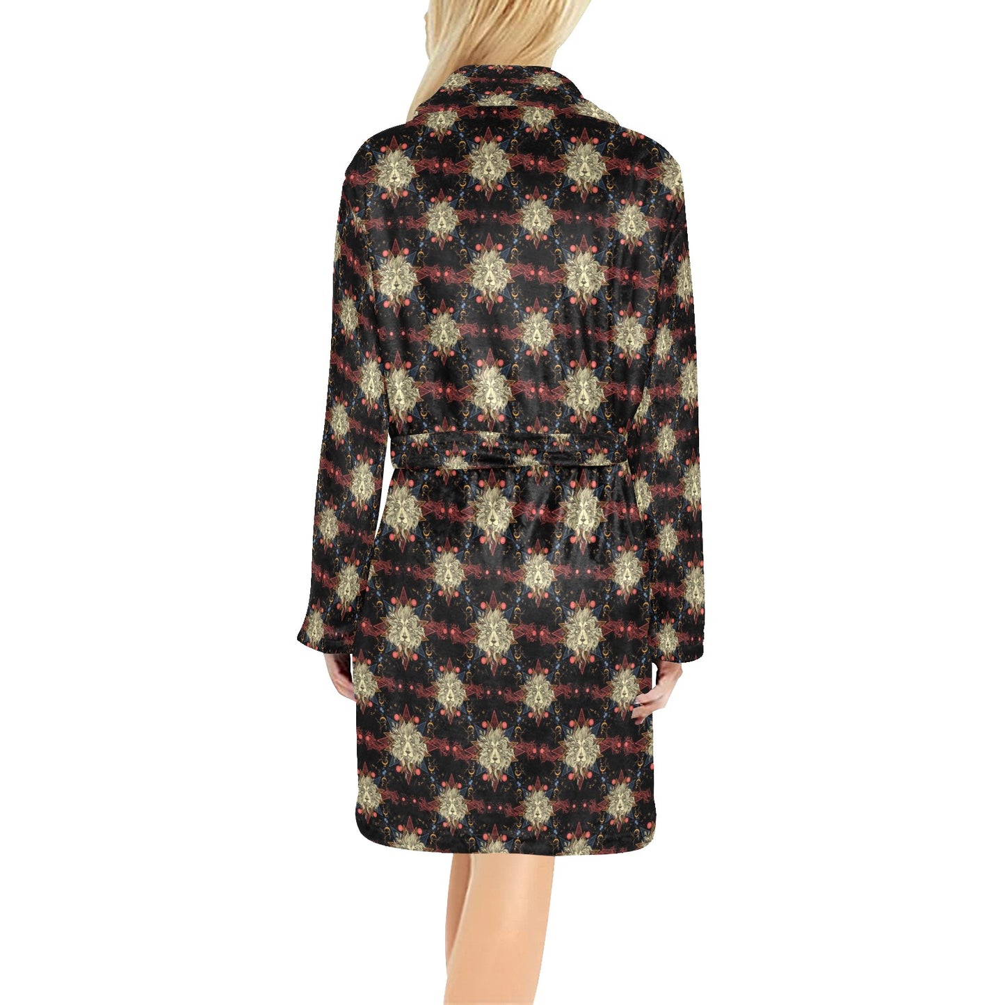 Zodiac Leo Pattern Design Print Women's Fleece Robe