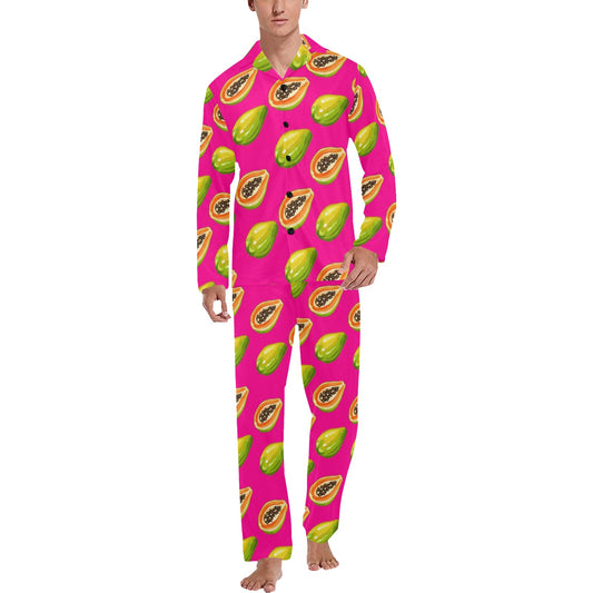 Papaya Pattern Print Design PP02 Men's Long Pajama Set