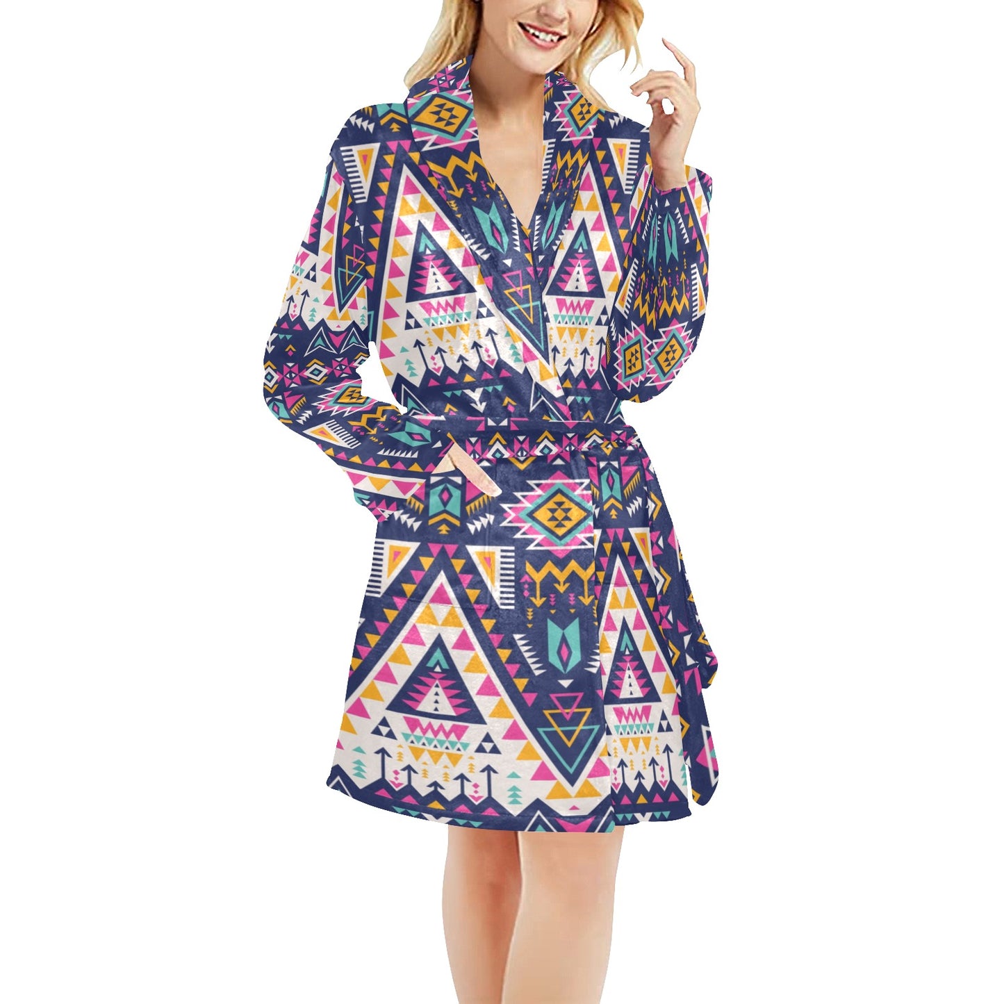 Pink Tribal Aztec native american Women's Fleece Robe