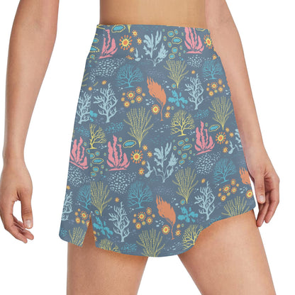 Seaweed Print Design LKS304 17" Golf & Pickleball Skort with Pockets