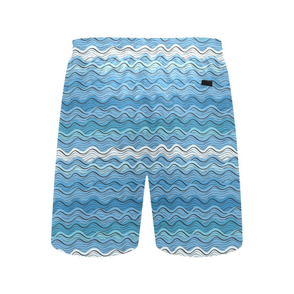 Wave Print Design LKS301 Men's Swim Trunks Beach Shorts