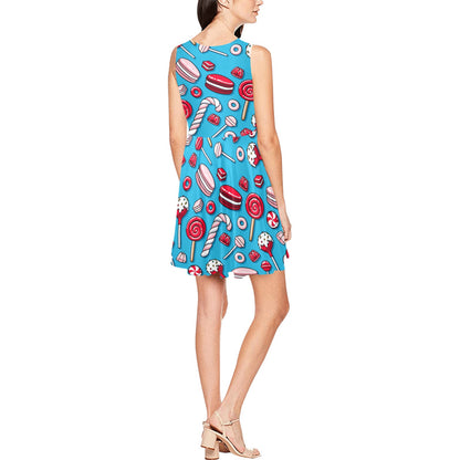 Candy Pattern Print Design 05 Sleeveless Dress