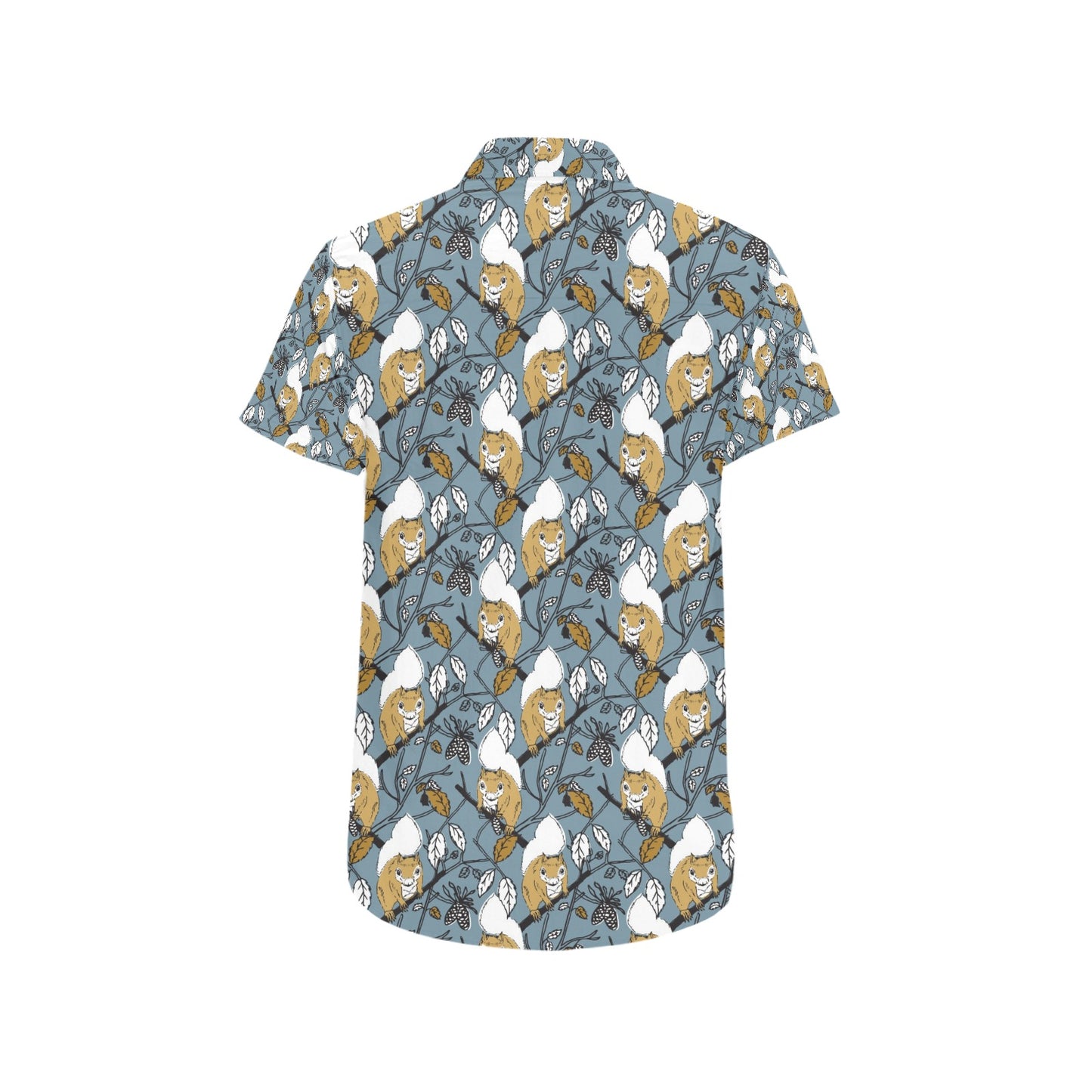 Squirrel Print Design LKS305 Men Short Sleeve Button Up Shirt