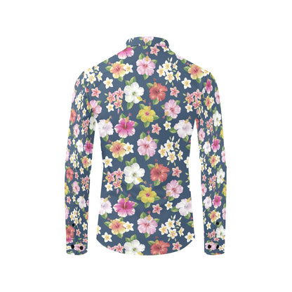 Hibiscus Sweet Print Design LKS304 Men's Long Sleeve Dress Shirt
