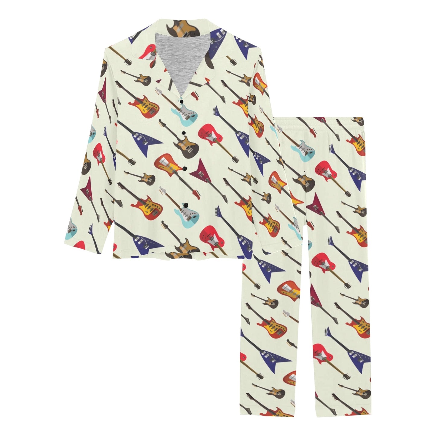 Electric Guitar Print Design LKS404 Women's Long Pajama Set